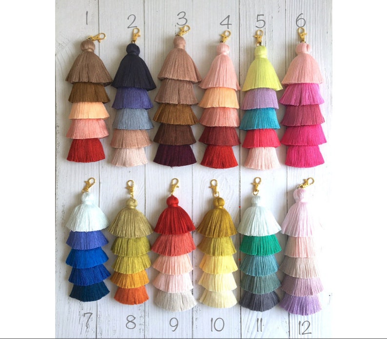 Handbag decor Straw Bag tassel charm Layered tassel charm Unique Gifts,Gift for Her Tassel Pompoms Charm 9.5 Tassel bag charm