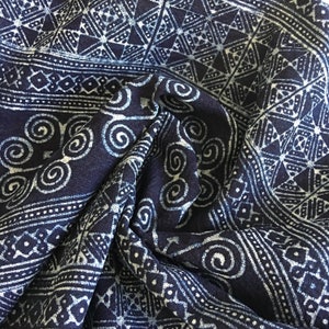 Hmong Indigo Batik Cotton 14.50 width hand block fabric Sold by the 1 yard Hmong Traditional Batik with Wax hand block image 2