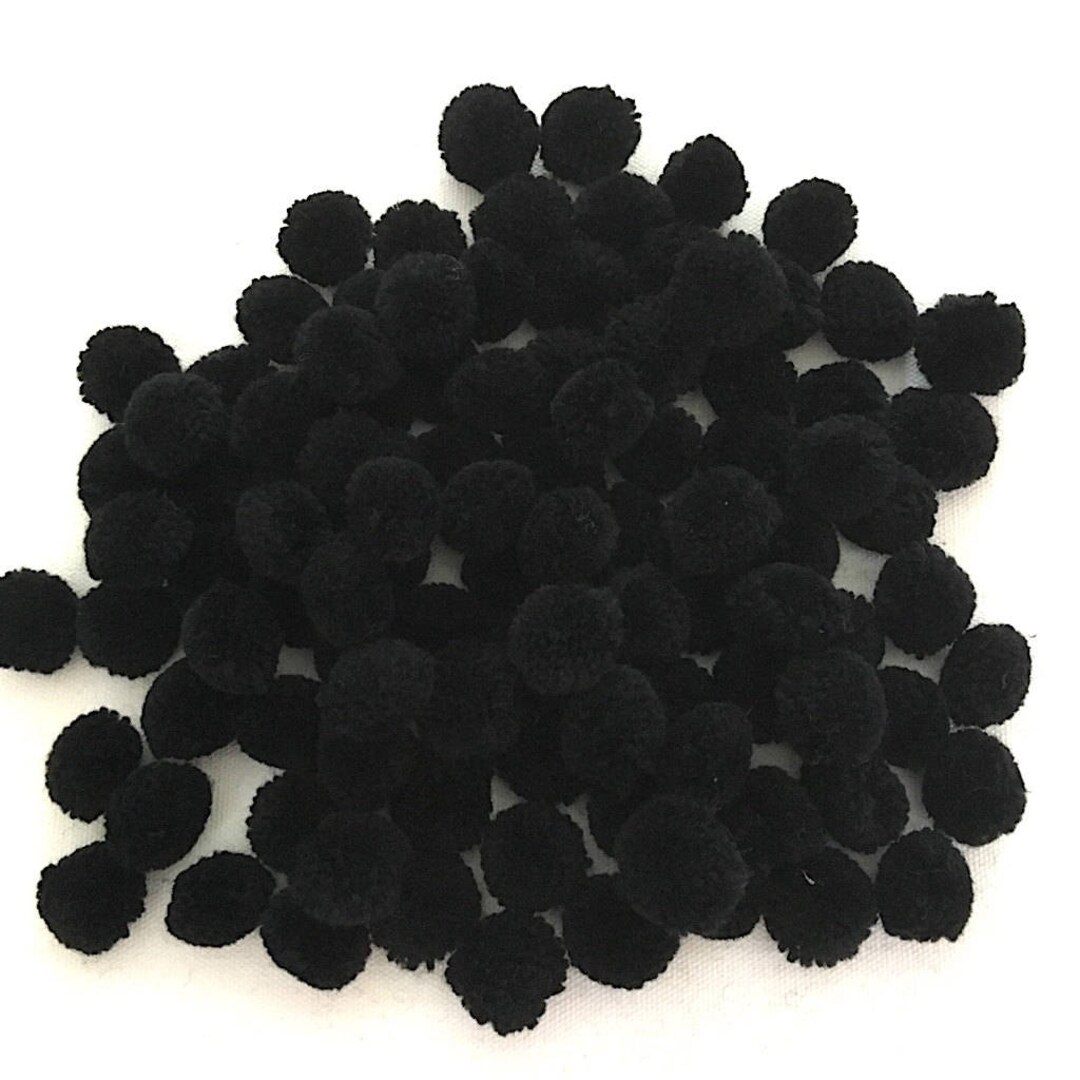 Black Yarn Pom Poms 1 Inch, Decorative Ball, Jewelry Making, Pompom