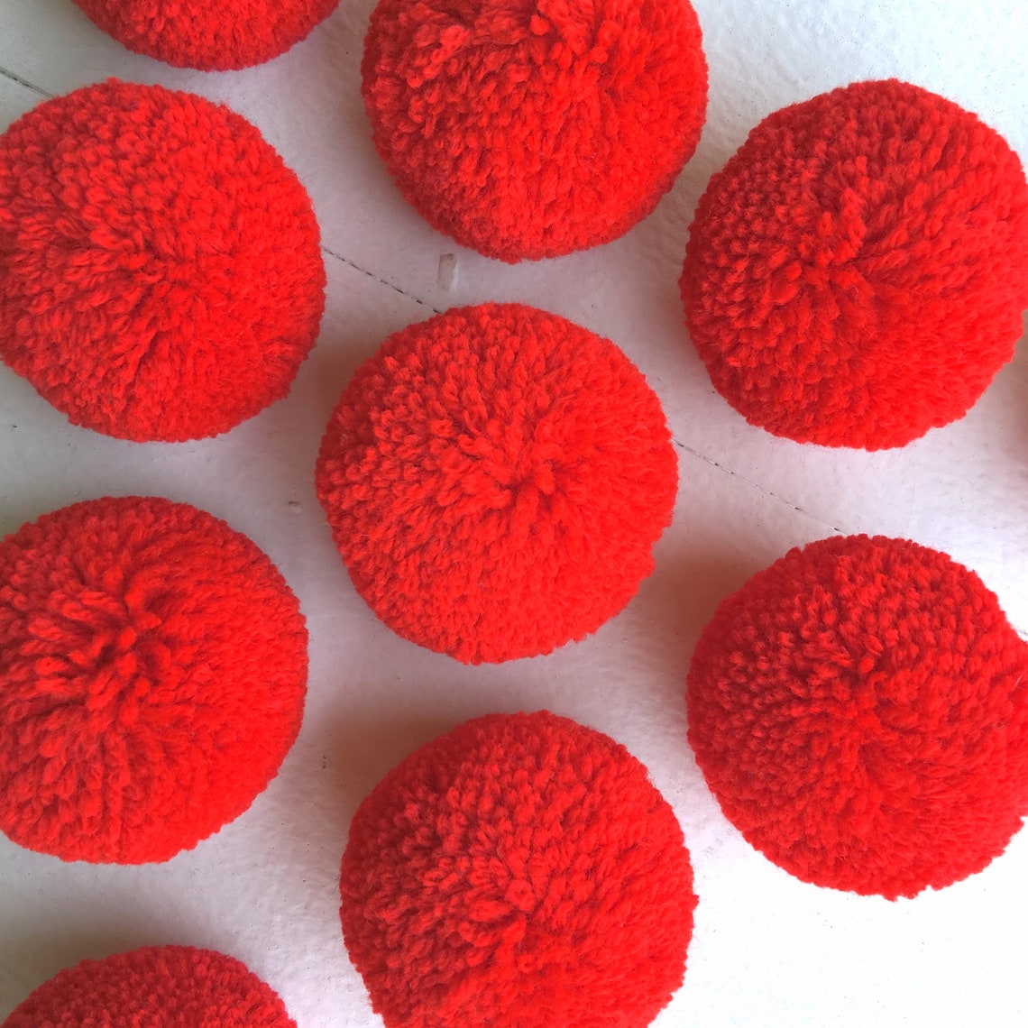 Red Big Pom Pom 2 Inches Boho Decor Party Supplies Yarn Pom Etsy