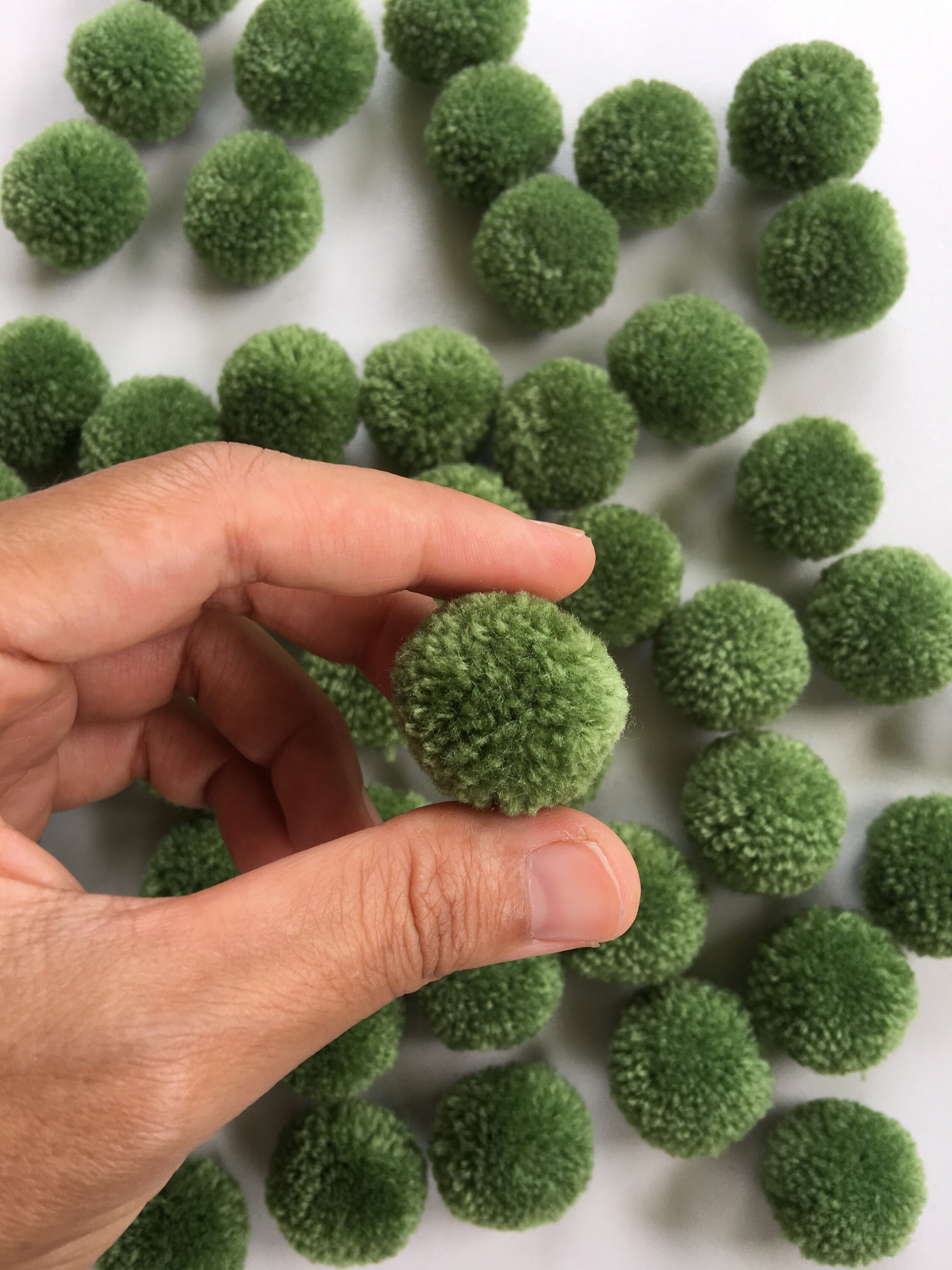 Moss Green Yarn Pom Poms 1 Inch Decorative Ball Jewelry Etsy