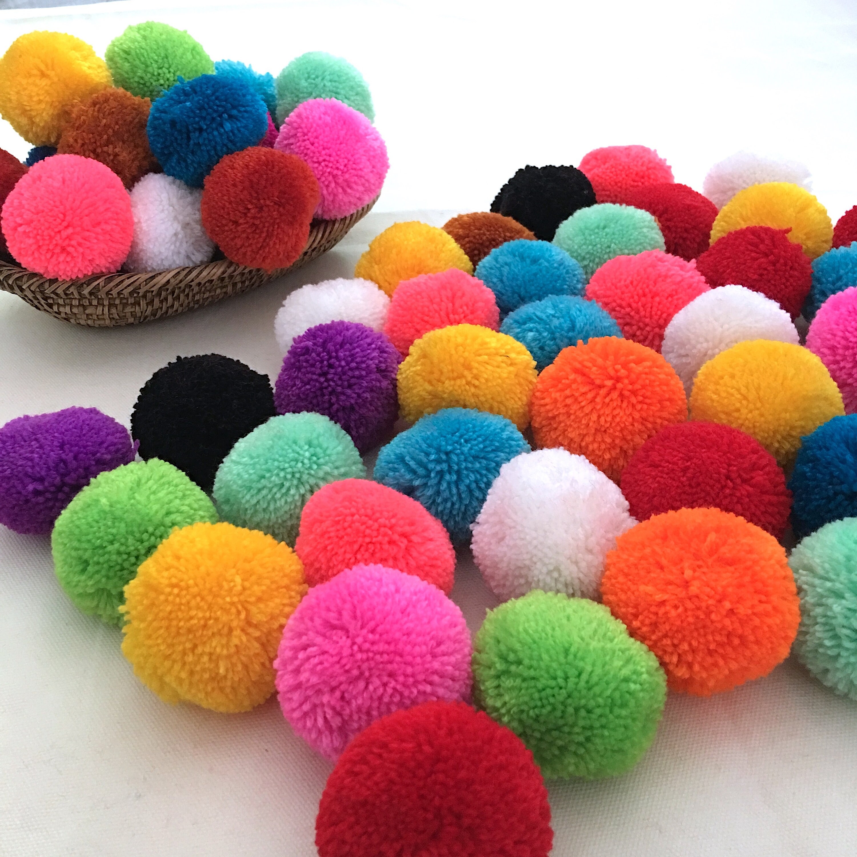 Coral Big Pom Pom 2 inches Boho Decor Party Decor yarn pom Etsy