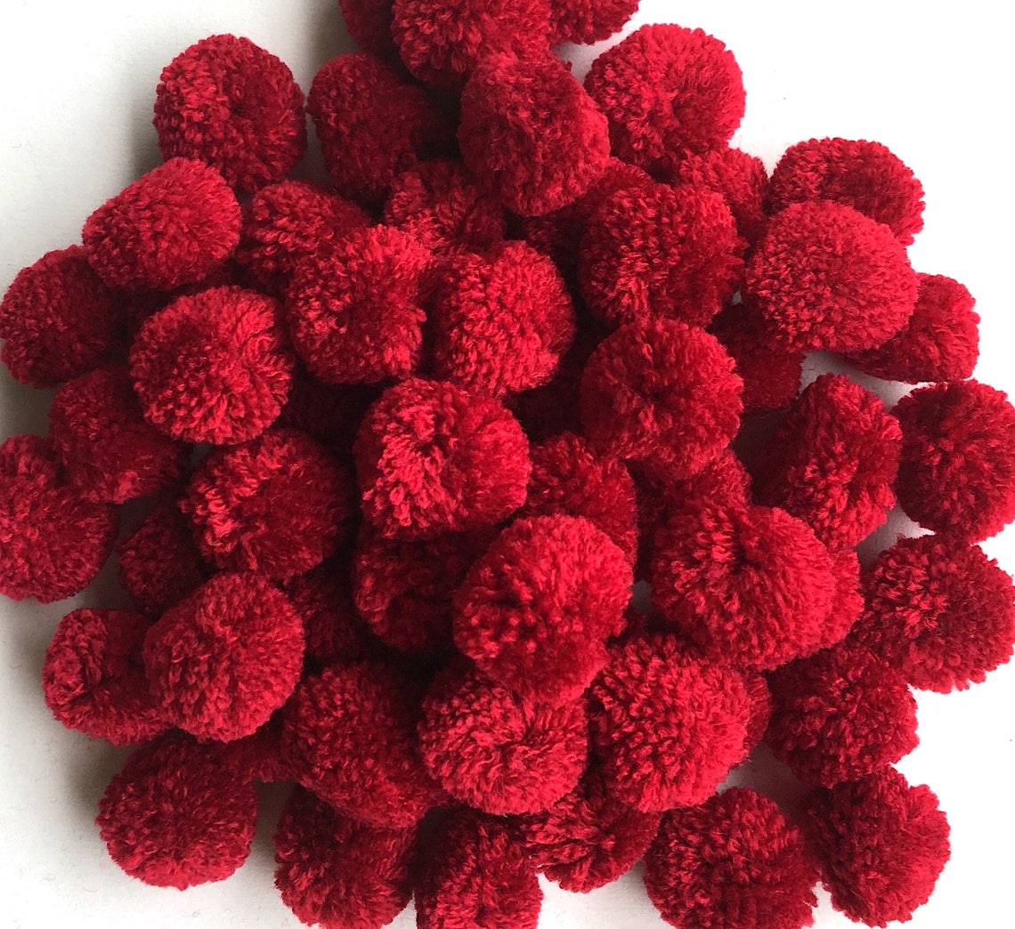 Burgundy Yarn Pom Poms 1 Inch Decorative Ball Jewelry Etsy UK