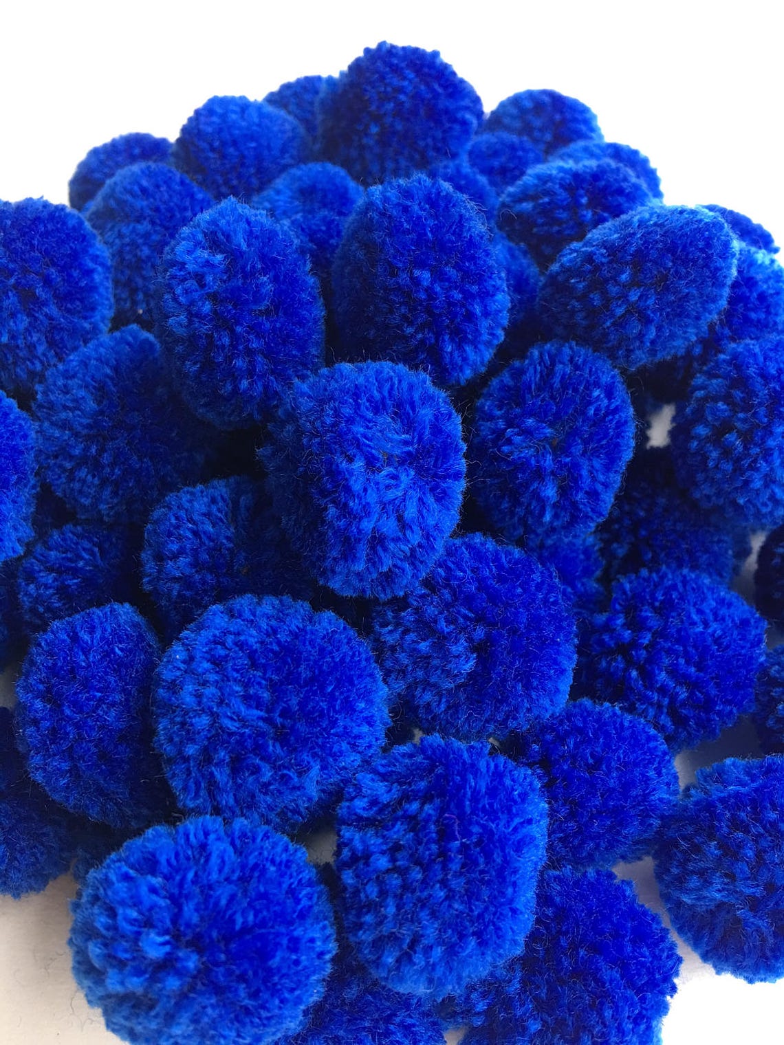 Medium Blue yarn Pom Poms 1 inch decorative ball jewelry Etsy