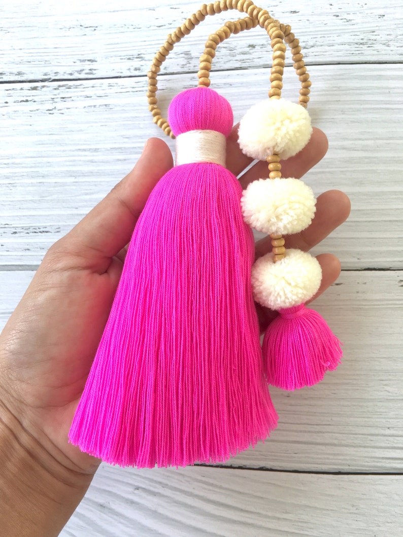 Tassel Pompoms Charm Tassel Bag Charm Handbag Decor Straw Etsy