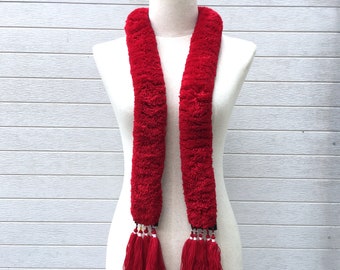 Foulard Dark Red Ethnic Mien Yao, foulards traditionnels faits à la main, cadeau pour elle, foulards tribaux faits à la main, cadeau fait à la main