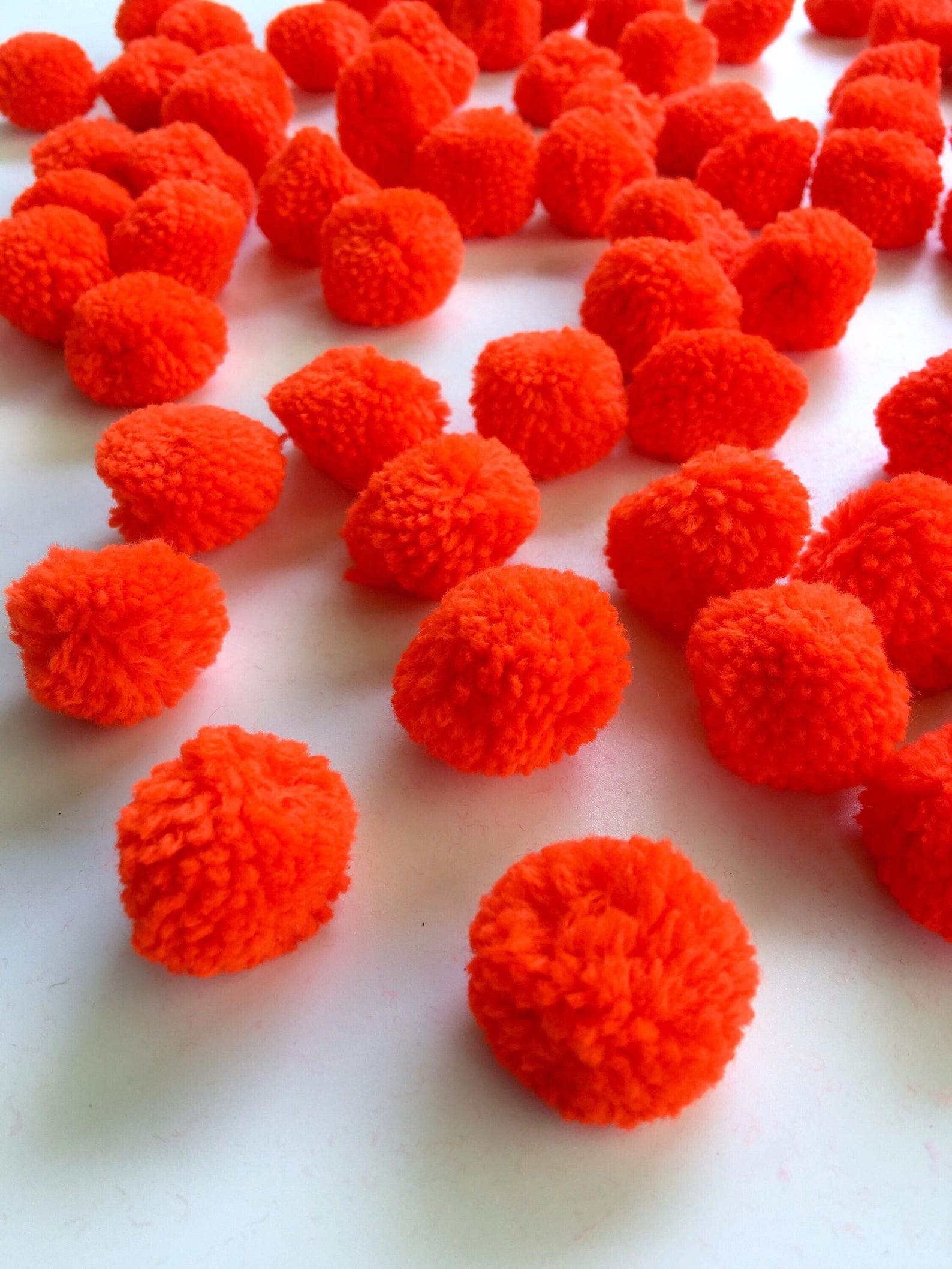 Orange Yarn Pom Poms 1 Inch Decorative Ball Jewelry Making Etsy