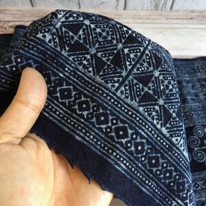 Hmong Indigo Batik Cotton 14.50 width hand block fabric Sold by the 1 yard Hmong Traditional Batik with Wax hand block image 3