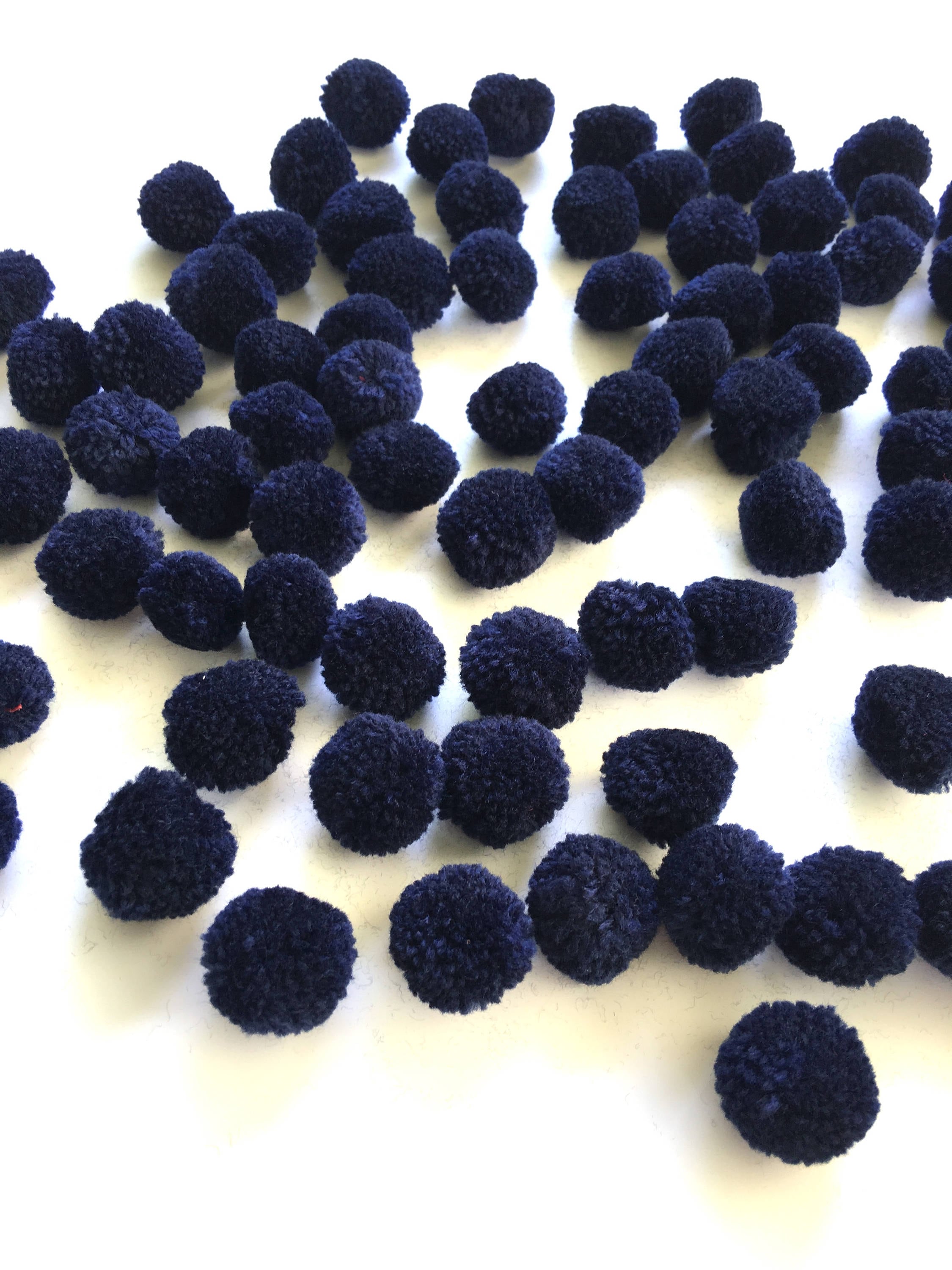 Navy Blue Yarn Pom Poms 1 Inch Decorative Ball Jewelry Etsy Canada