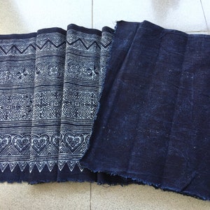 Hmong Indigo Batik Coton 14.50 largeur tissu bloc à main Vendu par le 1 yard Hmong Batik traditionnel avec bloc à main wax image 10