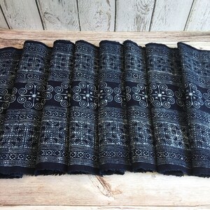 Hmong Indigo Batik Cotton 14.50 width hand block fabric Sold by the 1 yard Hmong Traditional Batik with Wax hand block image 5