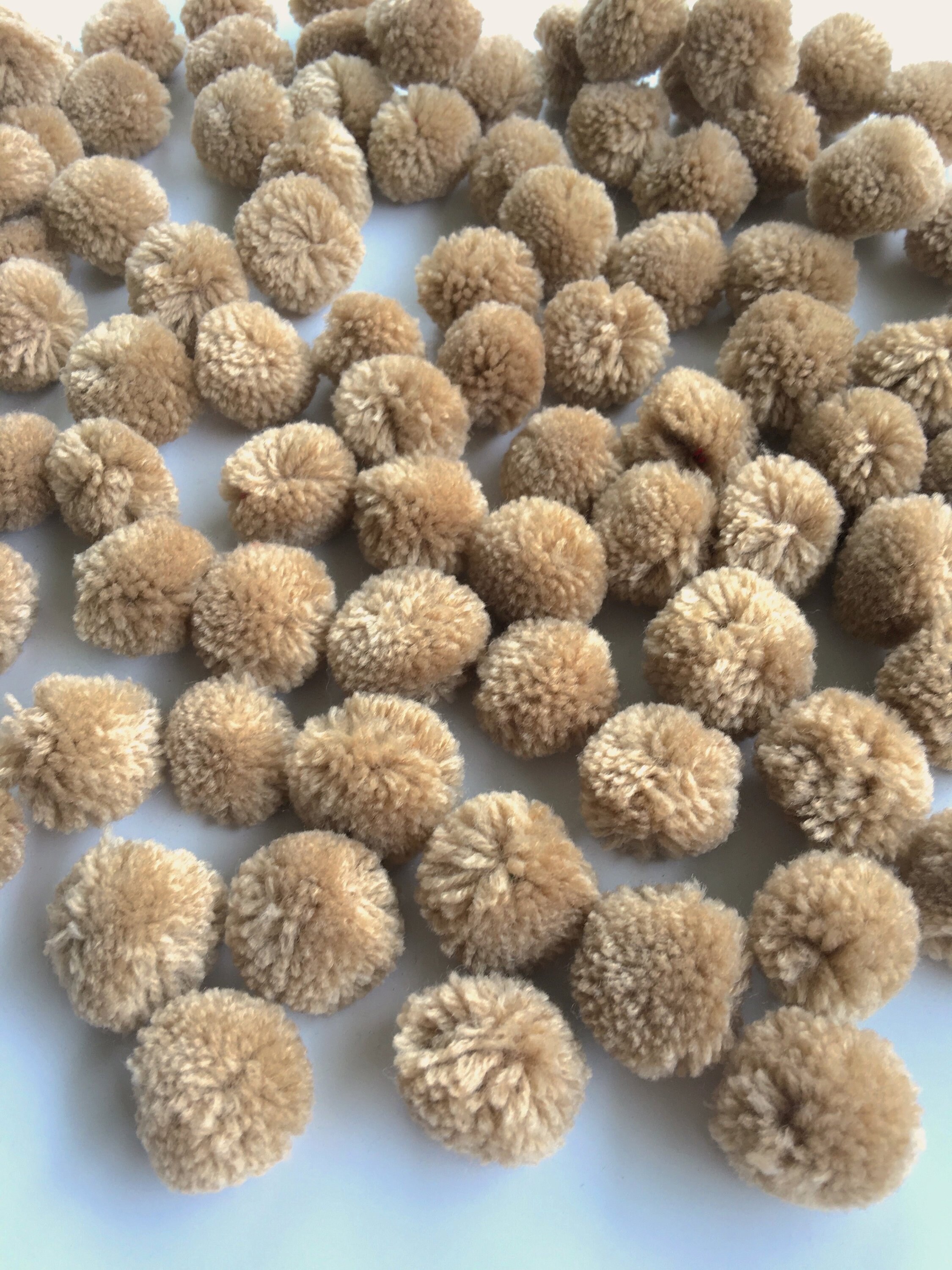 Light Brown Yarn Pom Poms 1 inch decorative ball jewelry Etsy