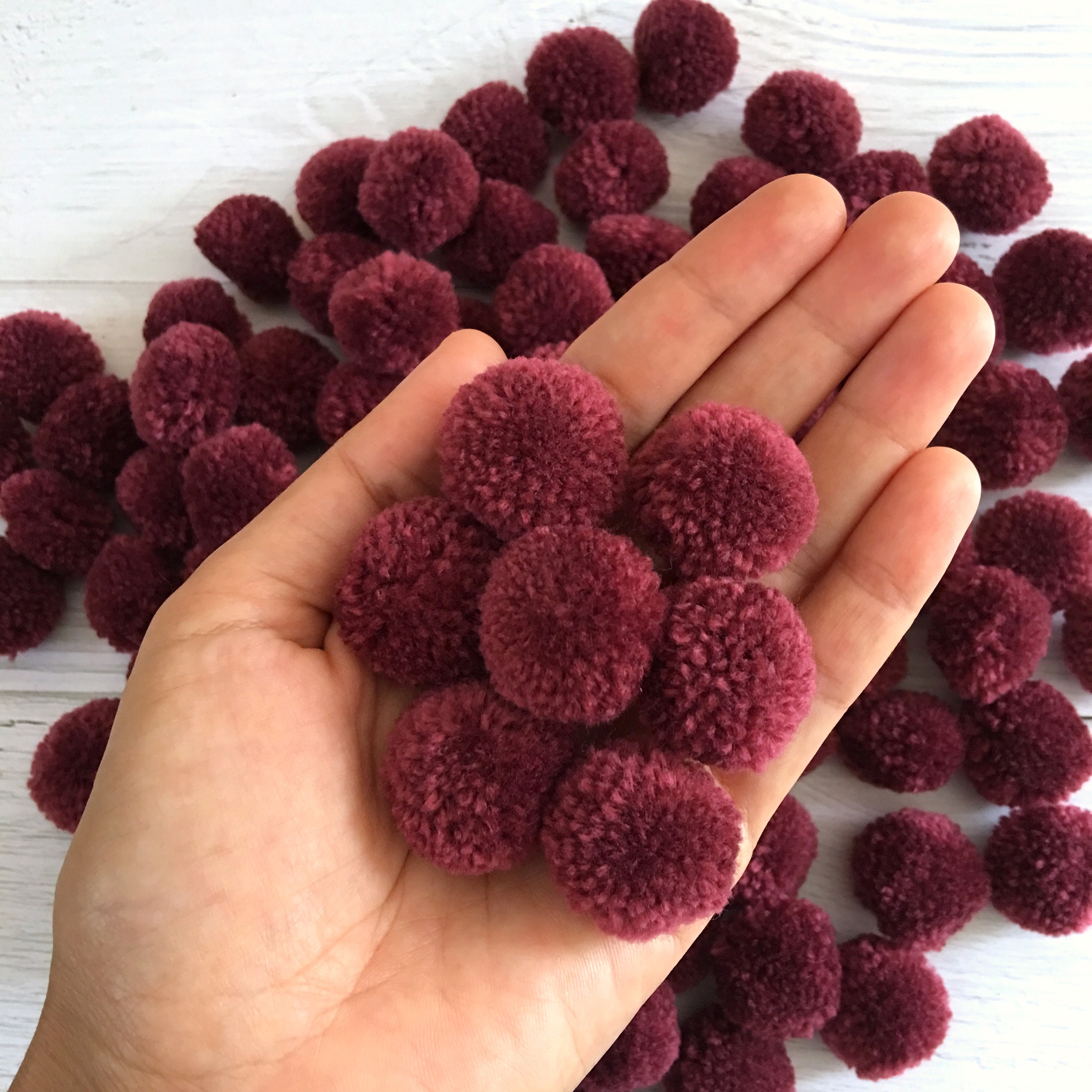 Red Wine Pom Poms 1 inch decorative ball jewelry making Etsy