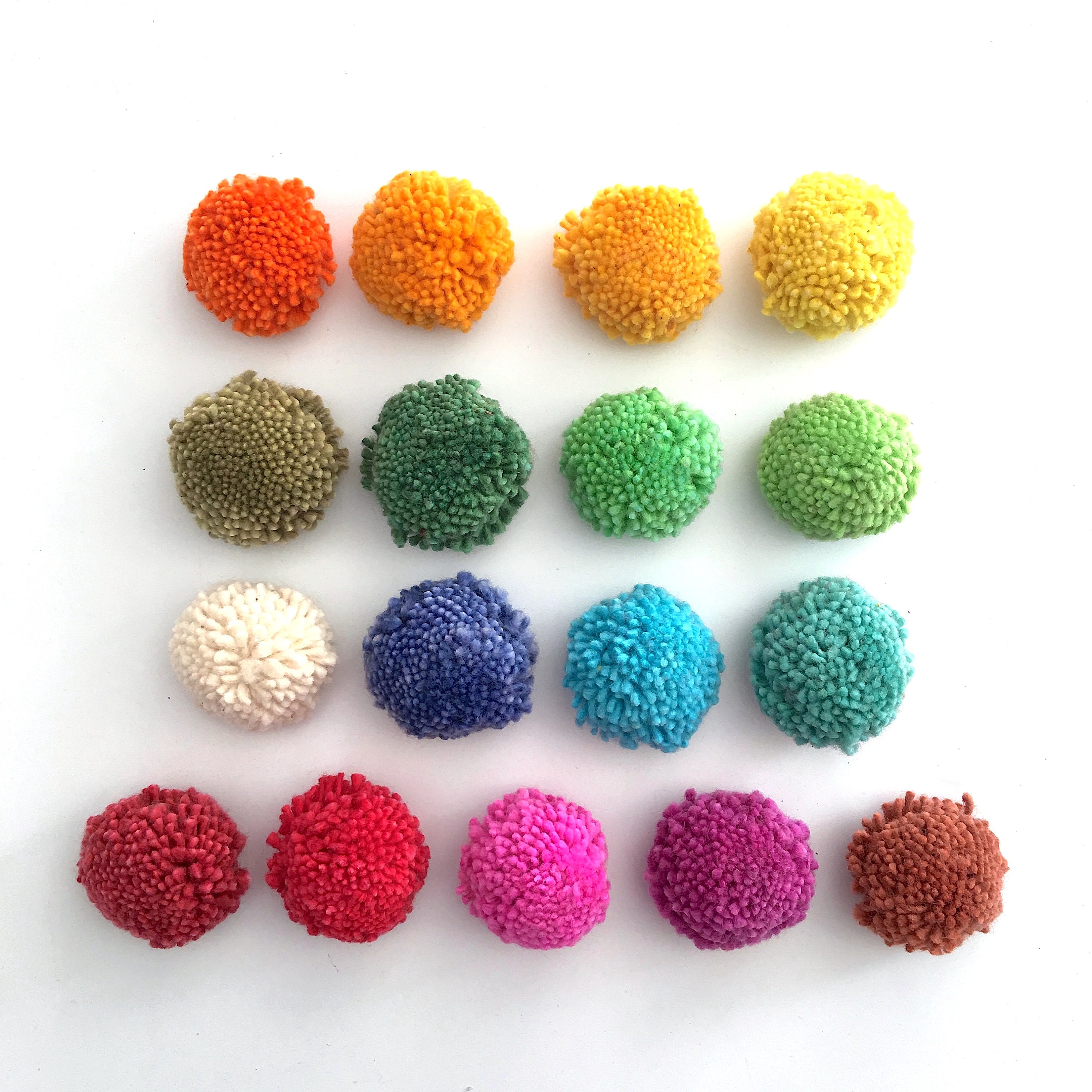 Cotton Yarn Pom Poms 1 Inch Assorted Solid Colors Jewelry Etsy