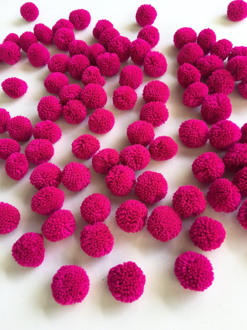 Magenta Yarn Pom Poms 1 Inch Decorative Ball Jewelry Making Etsy