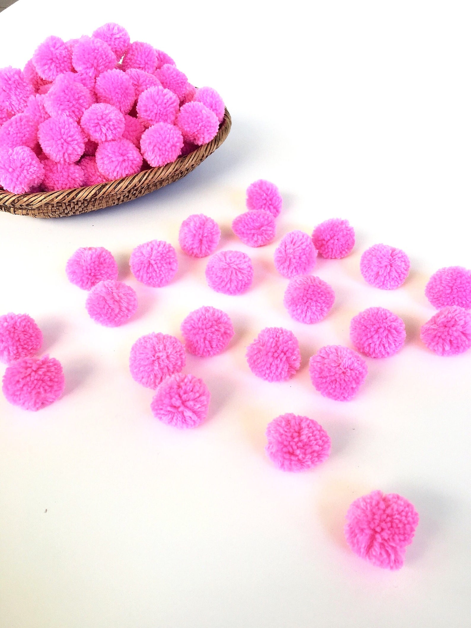 Pink Yarn Pom Poms 1 Inch Decorative Ball Jewelry Making Etsy