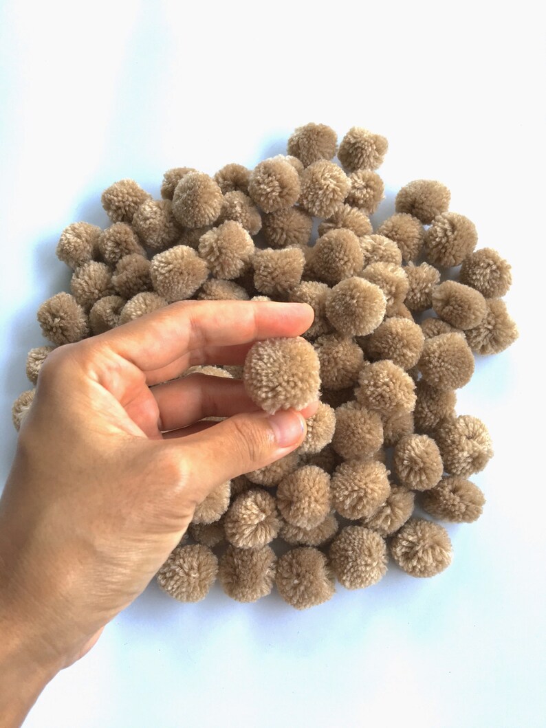 Light Brown Yarn Pom Poms 1 Inch Decorative Ball Jewelry Etsy