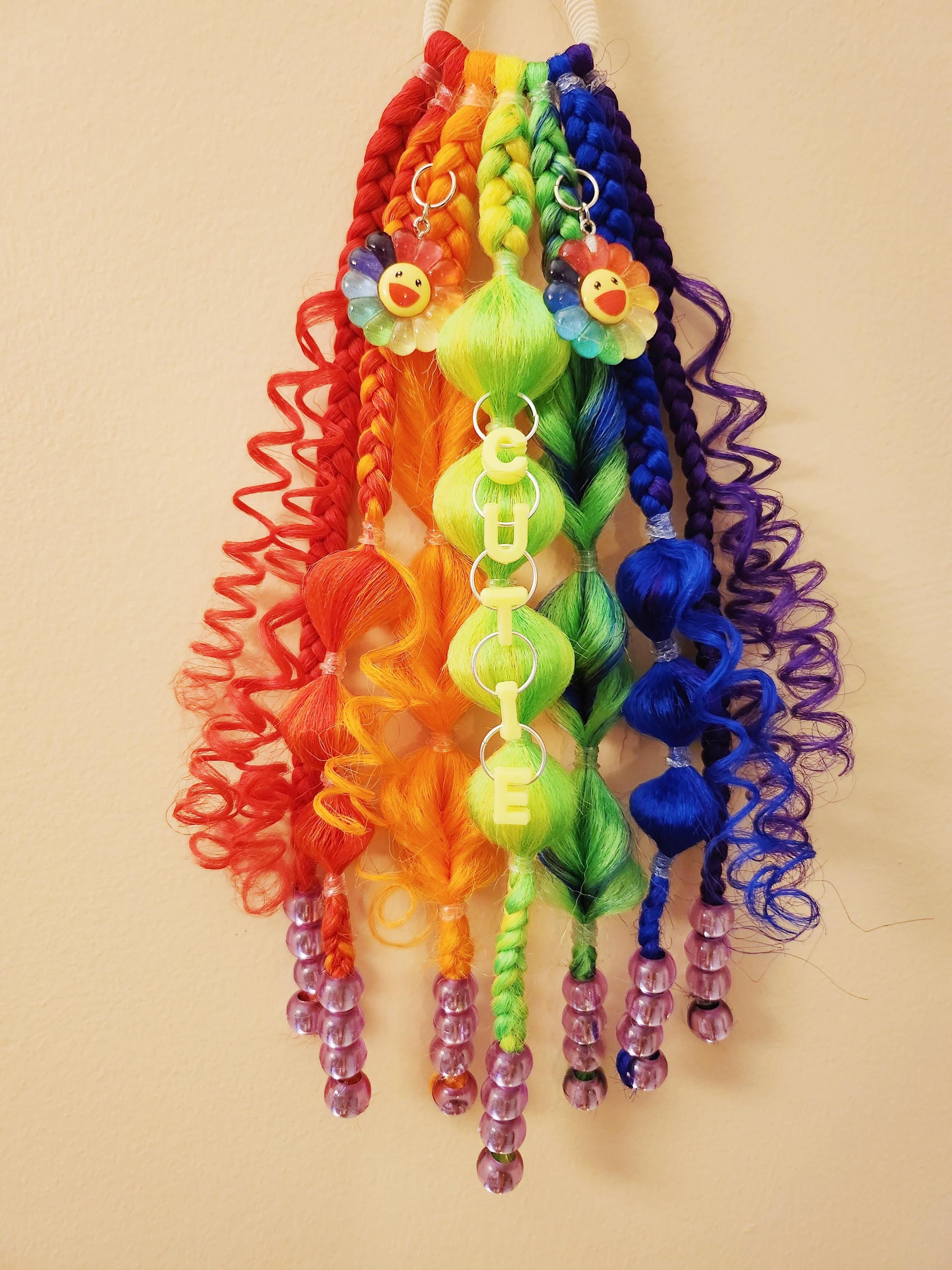 Rainbow Hair Curly Ponytail!! Customizable!