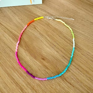 Pastel Rainbow Seed Bead Necklace: Color Block LGBTQ Jewelry