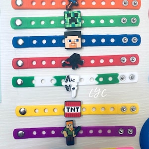 Mine Block Charm Bracelets- Party Favors - Goody Bags - Birthday -
