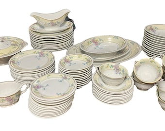 Vajilla vintage Thun de porcelana checa bohemia "Flor de Luna", 77 piezas, c. 1934