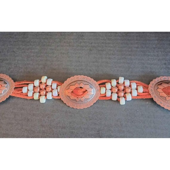 Vintage Western Concho Belt With Beads & Leather Ties - Etsy display picture 2