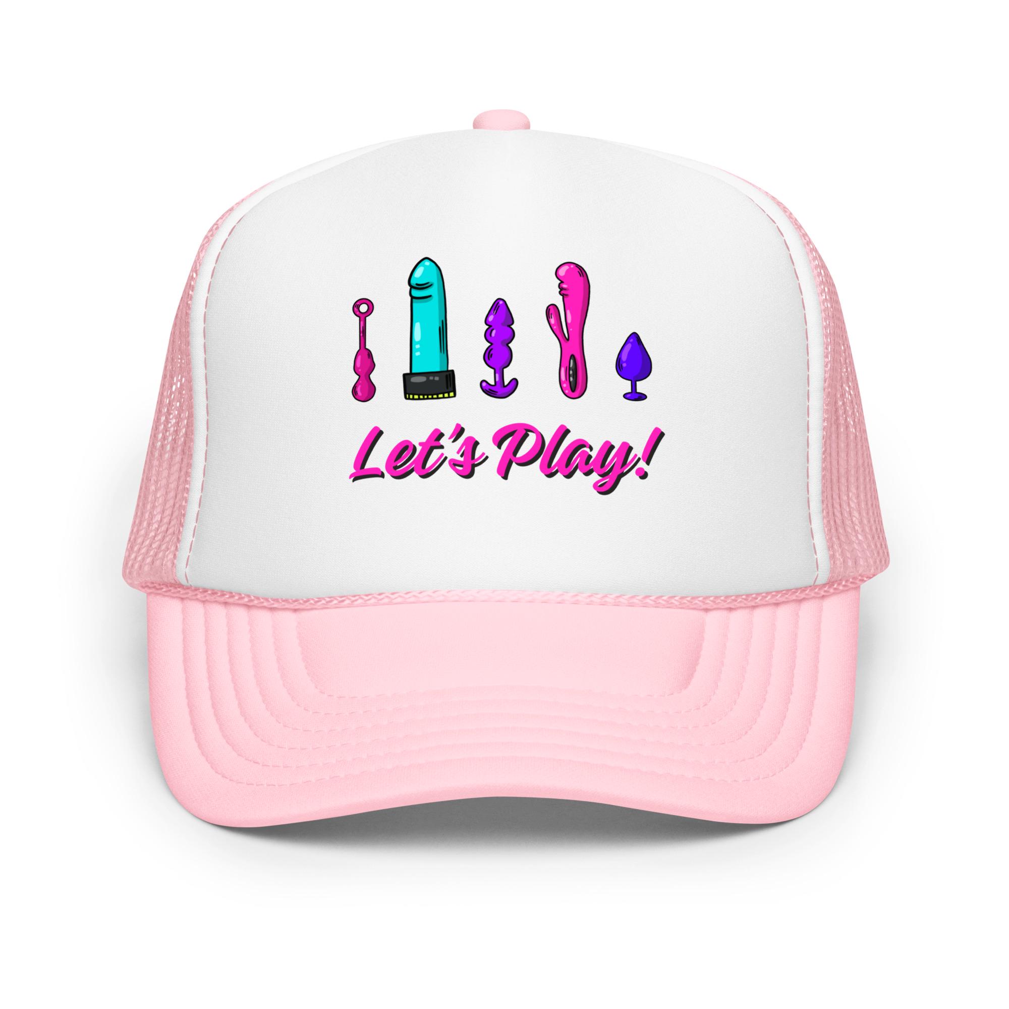 Let's Play Trucker Hat – Naughty Adult Humor Hat – Sex Toy Graphic