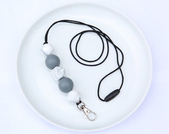 Serena Winter - Dark Grey | Silicone Beaded Lanyard | Teacher Gift