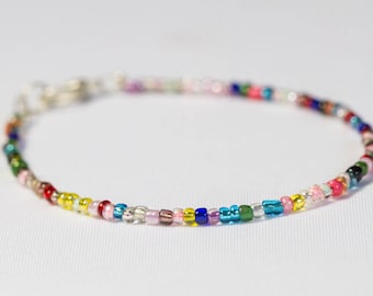 Customizable thin seed bead bracelet.