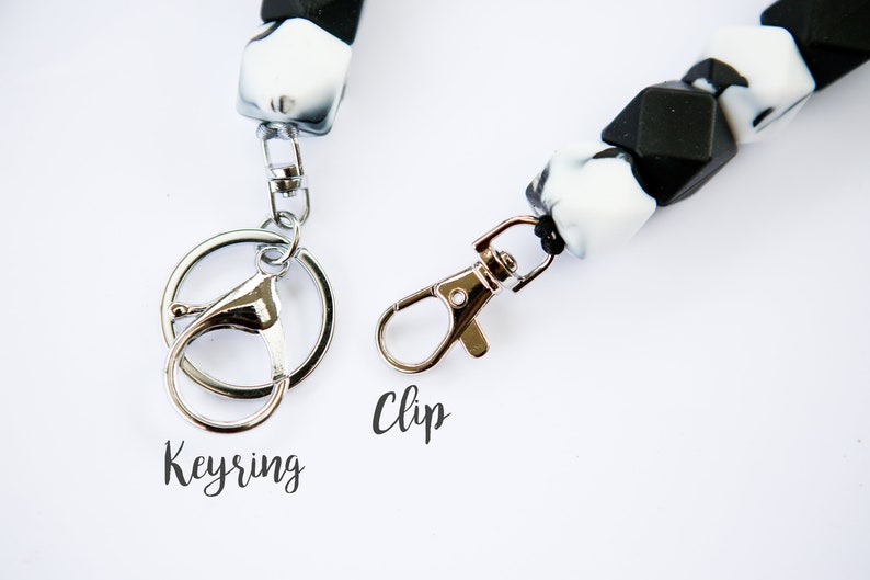 Zebra Teacher Gift Black Silicone Beaded Lanyard