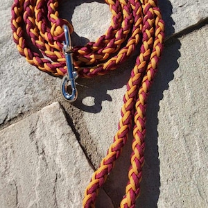 6 Feet Paracord Dog Leash Burgundy and Orange