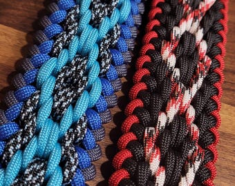 Collare per cani in paracord personalizzato con adattatore regolabile in Biothane. Opzione di aggiornamento: versione con nodo a diamante.