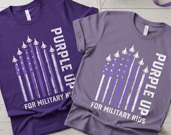 Camiseta militar morada para niño/Camiseta juvenil del mes del niño militar/Camiseta militar fuerte para niño/Camiseta militar morada para niño/Camiseta militar OHO403