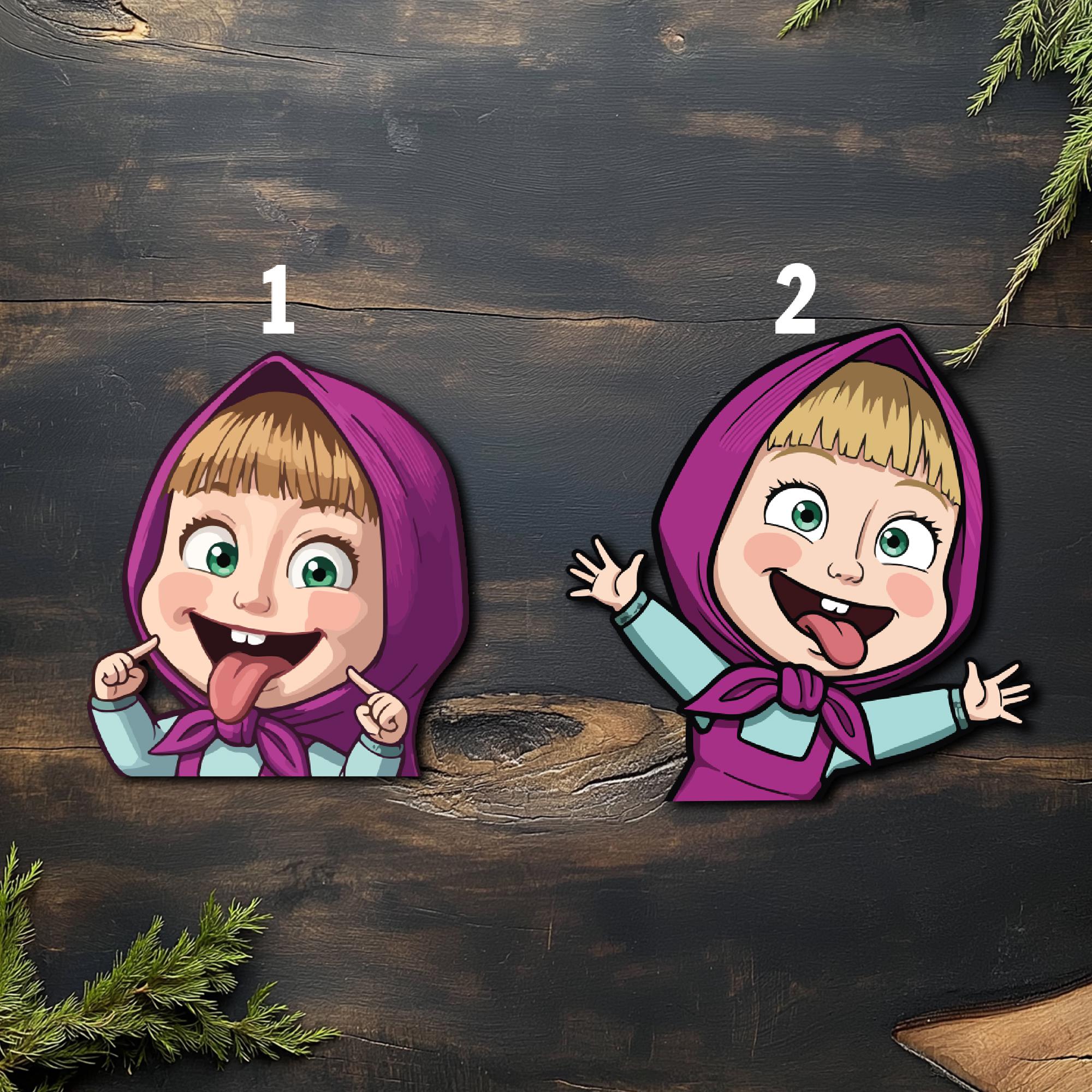 Cute Masha Peeker Peeking Car Window Decals - Funny Bumper