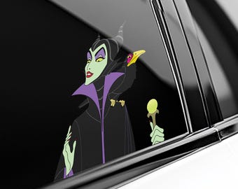 Maleficent Peekaboo Peeker Peeking Car Window Decal - Bumper Waterproof Vinyl Sticker - Bad Witches Villains - Pack Stickers UNX5SK15-02