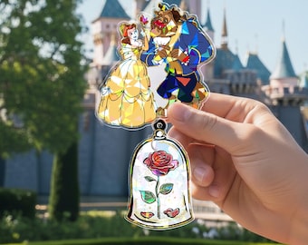 Beauty And The Beast Badge Reel, Belle And Beast ID Holder, Cute Disney Princess Nurse Badge Clip, Fairytale Book Lovers Badge Reel SBRL2501