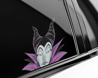 Maleficent Peekaboo Peeker Peeking Car Window Decal - Bumper Waterproof Vinyl Sticker - Bad Witches Villains - Pack Stickers UNYPSK07-03
