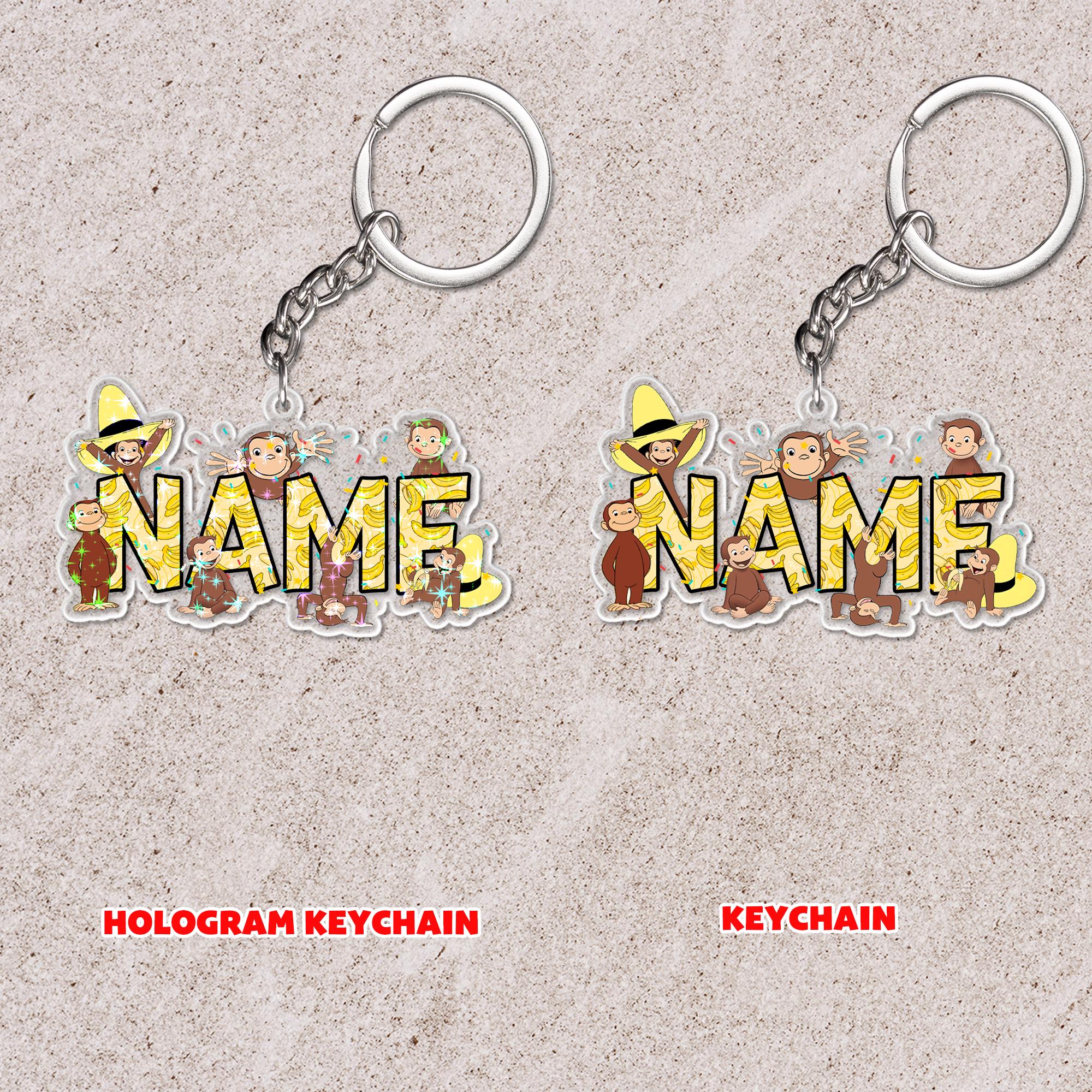 Custom Curious George Keychain, Custom Name and Year, Customized ...
