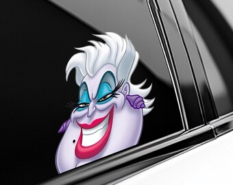 Ursula Peekaboo Peeker Peeking Car Window Decal - Bumper Waterproof Vinyl Sticker - Bad Witches Villains - Pack Stickers UNYPSK07-02