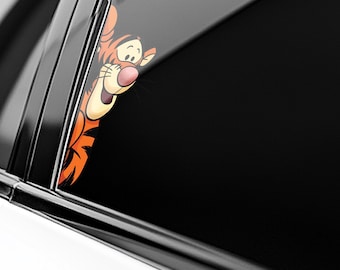 Calcomanía para ventana de coche con diseño de tigre asomando - Vinilo impermeable para parachoques - Disney Winnie the Pooh - Pack de pegatinas UNYKSK10