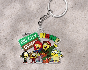 Custom Name Greens Big City Keychain, Big City Christmas Keychain, City Greens Keychain, Big City Movie Birthday Keychain SK4Q45