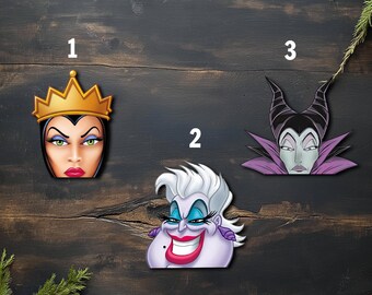 Evil Queen Ursula Maleficent Peekaboo Peeker Peeking Car Window Decal - Bumper Waterproof Sticker - Disney Villains - Pack Stickers UNYPSK07