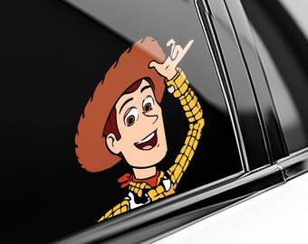 Jessie and Woddy Peeker Peeking Car Window Decals - Bumper Waterproof Vinyl Stickers - Toy Story Pack Stickers UNY2SK10-02
