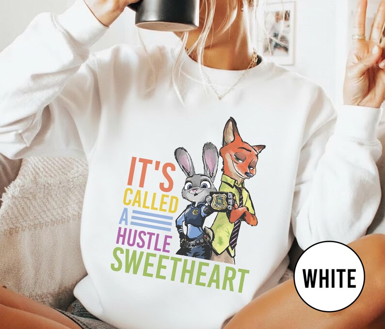 Sudadera vintage "It's Called Hustle", camiseta de Judy Hopps de Zootopia, camiseta de Nick Wilde, regalo para pareja y familia SL4J02 imagen 9