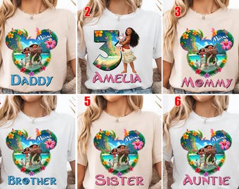Moana Princess Birthday Family Shirt, Disney Family Shirt, Mom Dad Disney Tee, Disneyland Trip Shirt, Maui Shirt, Moana 2 Movie SLXW08