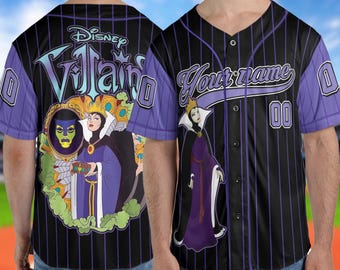 Custom Disney Villain Halloween Baseball Jersey, Cruella Ursula Evil Queen Matching Jersey, Villains Friends Matching Family Jersey UN1D03