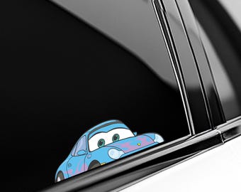 Sally Carrera Peekaboo Peeker Peeking Car Window Decals - Bumper Vinyl Stickers - Cars Movie - Pack Stickers UNXLSK01-03