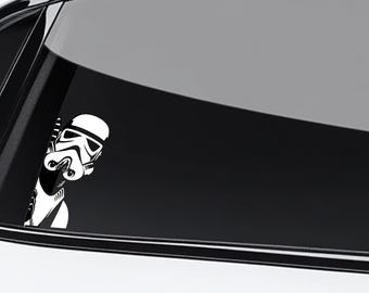 Stormtrooper and Darth Vader Peeker Peeking Car Window Decals - Bumper Waterproof Stickers - Star Wars - Pack Stickers UNYESK03-1