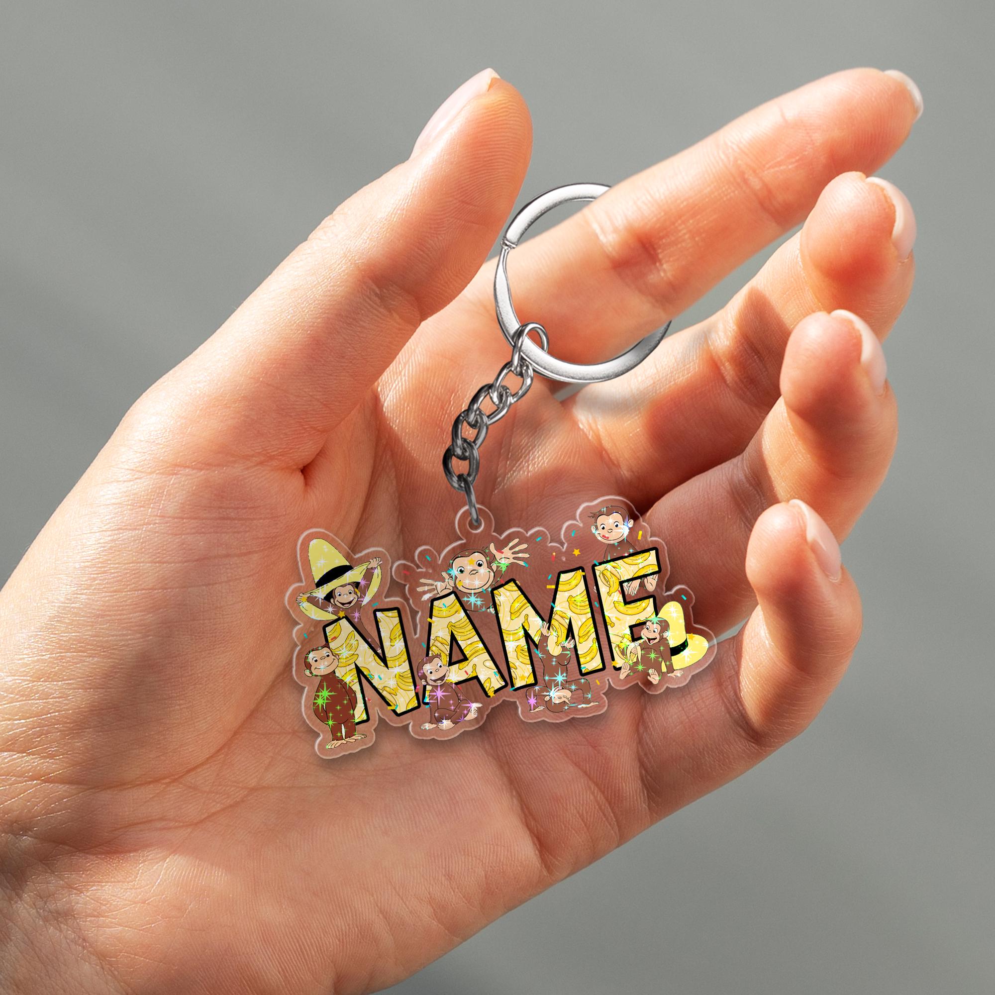 Custom Curious George Keychain, Custom Name and Year, Customized ...
