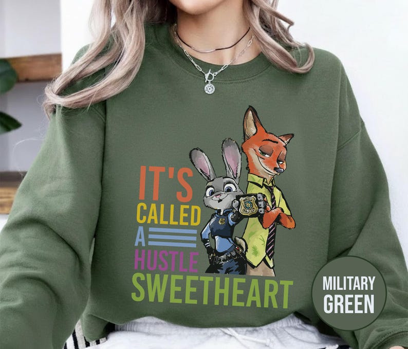 Sudadera vintage "It's Called Hustle", camiseta de Judy Hopps de Zootopia, camiseta de Nick Wilde, regalo para pareja y familia SL4J02 imagen 12